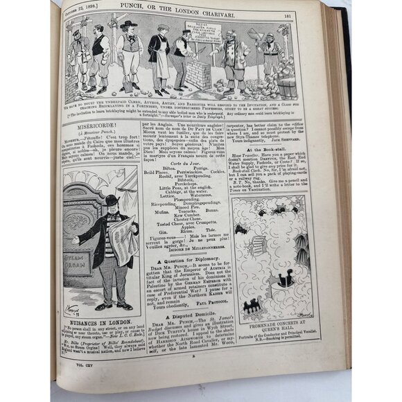 Punch Magazine Bound Volume CXV 1898 Hardcover Collectible Book Illustrated - Picture 10 of 10